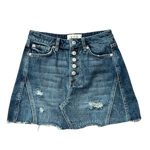 Free People | We the Free Distressed Raw Hem Mini Denim Skirt Size 25